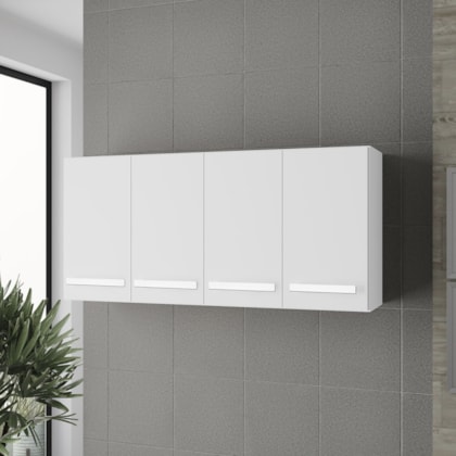 Armário 4 Portas Cozinha Aéreo Íris MB1 120cm Branco Com Puxador Cor Branco