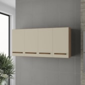 Armário 4 Portas Cozinha Aéreo Íris MB1 120cm Savana\Off White Com Puxador Cor Cobre