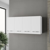 Armário 4 Portas Cozinha Aério Íris MB1 120cm Branco Com Puxador Cor Cromado