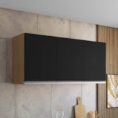 Armário Aéreo p/ Cozinha Maya A03 120cm 3 Portas Amêndoa/Preto