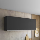 Armário Aéreo p/ Cozinha Maya A03 150cm 4 Portas Preto Fosco
