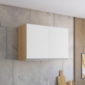 Armário Aéreo p/ Cozinha Maya A03 80cm 2 Portas Amêndoa/Branco