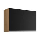 Armário Aéreo p/ Cozinha Maya A03 80cm 2 Portas Amêndoa/Preto
