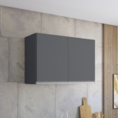 Armário Aéreo p/ Cozinha Maya A03 80cm 2 Portas Cinza Fosco