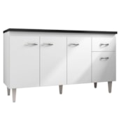 Armário Balcão Gabriela para Pia de Cozinha com Tampo 1,50M 4 Portas Branco - AM Decor