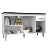 Armário Balcão Gabriela para Pia de Cozinha com Tampo 1,50M 4 Portas Branco - AM Decor