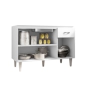 Armário Balcão Gabriela para Pia de Cozinha sem Tampo 1,20M 3 Portas Branco - AM Decor