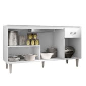 Armário Balcão Gabriela para Pia de Cozinha sem Tampo 1,50M 4 Portas Branco - AM Decor