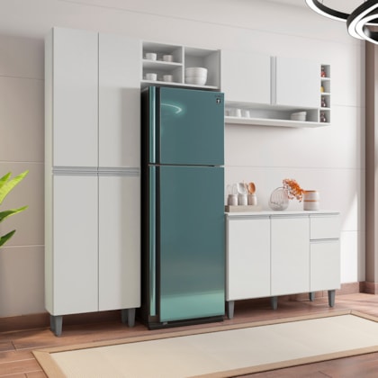 Armário de Cozinha Moldulado Atenas A03 9 portas e 1 Gaveta Branco - Amarena Móveis