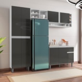 Armário de Cozinha Moldulado Atenas A03 9 portas e 1 Gaveta Branco/Cinza Brilho - Amarena Móveis