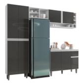 Armário de Cozinha Moldulado Atenas A03 9 portas e 1 Gaveta Branco/Cinza Brilho - Amarena Móveis