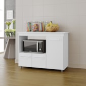 Armário Multiuso Bela 3 Portas Cozinha MB1 Branco Puxador Branco