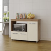 Armário Multiuso Bela 3 Portas Cozinha MB1 Savana\Off White Puxador Cromado