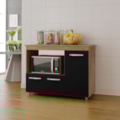 Armário Multiuso Bela 3 Portas Cozinha MB1 Savana\Preto Puxador Cromado