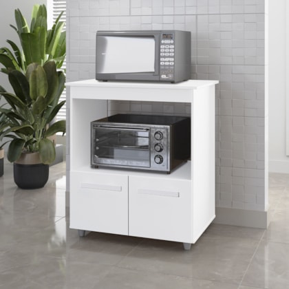 Armário Multiuso Lira 2 Portas Cozinha MB1 Branco com Puxador Branco