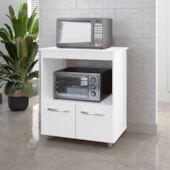 Armário Multiuso Lira 2 Portas Cozinha MB1 Branco com Puxador Cromado