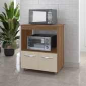 Armário Multiuso Lira 2 Portas Cozinha MB1 Savana\Off White com Puxador Cromado