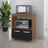 Armário Multiuso Lira 2 Portas Cozinha MB1 Savana\Preto com Puxador Cromado