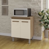 Armário Multiuso Lis 2 Portas Cozinha MB1 Savana\Off White Puxador Cobre