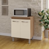 Armário Multiuso Lis 2 Portas Cozinha MB1 Savana\Off White Puxador Cromado