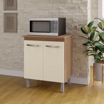 Armário Multiuso Lis 2 Portas Cozinha MB1 Savana\Off White Puxador Cromado