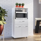 Armário Multiuso Luni 2 Portas 1 Gaveta Cozinha MB1 Branco Puxador Cromado