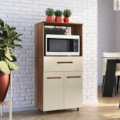 Armário Multiuso Luni 2 Portas 1 Gaveta Cozinha MB1 Savana\Off White Puxador Cobre