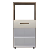 Armário Multiuso Luni 2 Portas 1 Gaveta Cozinha MB1 Savana\Off White Puxador Cobre