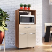 Armário Multiuso Luni 2 Portas 1 Gaveta Cozinha MB1 Savana\Off White Puxador Cromado