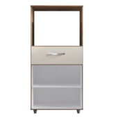 Armário Multiuso Luni 2 Portas 1 Gaveta Cozinha MB1 Savana\Off White Puxador Cromado