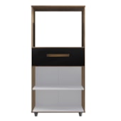 Armário Multiuso Luni 2 Portas 1 Gaveta Cozinha MB1 Savana\Preto Puxador Cobre