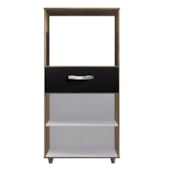 Armário Multiuso Luni 2 Portas 1 Gaveta Cozinha MB1 Savana\Preto Puxador Cromado