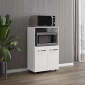 Armário Multiuso Nésia 2 Portas Cozinha MB1 Branco Puxador Cromado