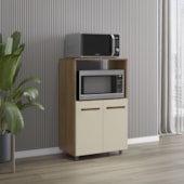 Armário Multiuso Nésia 2 Portas Cozinha MB1 Savana\Off White Puxador Cobre