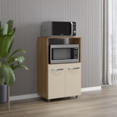 Armário Multiuso Nésia 2 Portas Cozinha MB1 Savana\Off White Puxador Cromado