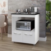 Balcão Cali Para Cooktop 4 Bocas 2 Portas Cozinha MB1 75cm Branco com Puxador Cromado