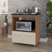 Balcão Cali Para Cooktop 4 Bocas 2 Portas Cozinha MB1 75cm Savana\Off White com Puxador Cromado