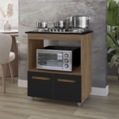 Balcão Cali Para Cooktop 5 Bocas 2 Portas Cozinha MB1 75cm Savana\Preto com Puxador Cobre