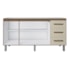 Balcão Cravo 3 Portas 3 Gavetas Cozinha MB1 160cm Savana\Off White com Puxador cor Cobre
