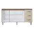 Balcão Cravo 3 Portas 3 Gavetas Cozinha MB1 160cm Savana\Off White com Puxador cor Cromado