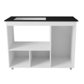 Balcão Dália Para Cooktop 4 Bocas 3 Portas Cozinha MB1 120cm Branco Com Puxador Branco