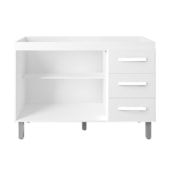 Balcão Rosa 2 Portas 3 Gaveta Cozinha MB1 120cm Branco com Puxador cor Branco