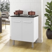 Balcão Vani Para Cooktop 4 Bocas 2 Portas Cozinha MB1 70cm Branco com Puxador Branco