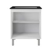 Balcão Vani Para Cooktop 4 Bocas 2 Portas Cozinha MB1 70cm Branco com Puxador Branco