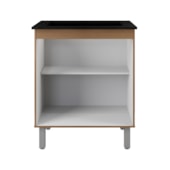 Balcão Vani Para Cooktop 4 Bocas 2 Portas Cozinha MB1 70cm Savana\Off White com Puxador Cobre