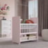 Berço Lótus com Grade Móvel MB1 Branco\Rosa