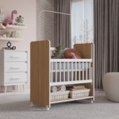 Berço Lótus com Grade Móvel MB1 Savana\Branco