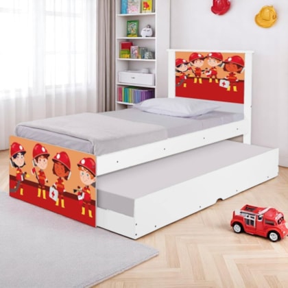 Bi Cama Infantil Solteiro Bombeiros 195cm x 96cm KMTEB