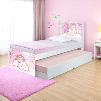 Bi Cama Infantil Solteiro Unicórnio 195cm x 96cm KMTEB
