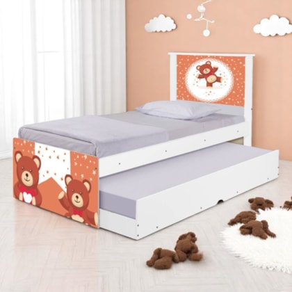 Bi Cama Infantil Solteiro Ursinho 195cm x 96cm KMTEB
